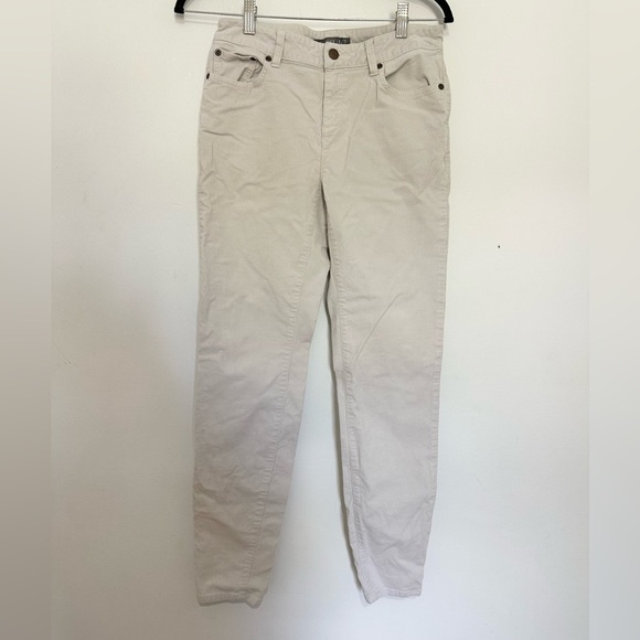 Garnet Hill Cream Casual Pants skinny size 2 white off corduroy - Picture 1 of 3